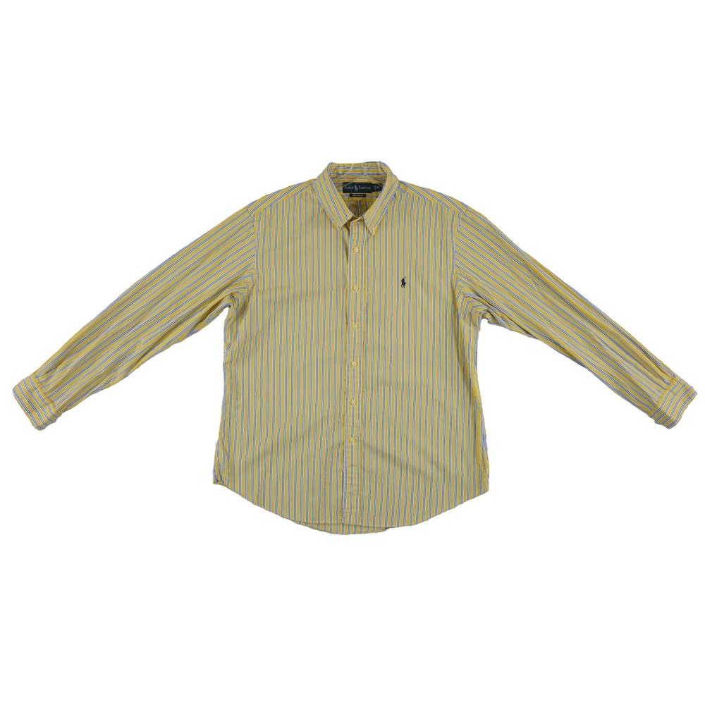 NEW Ralph Lauren Button Down Shirt Men's Size XL Yellow Blue Striped 100% Cotton